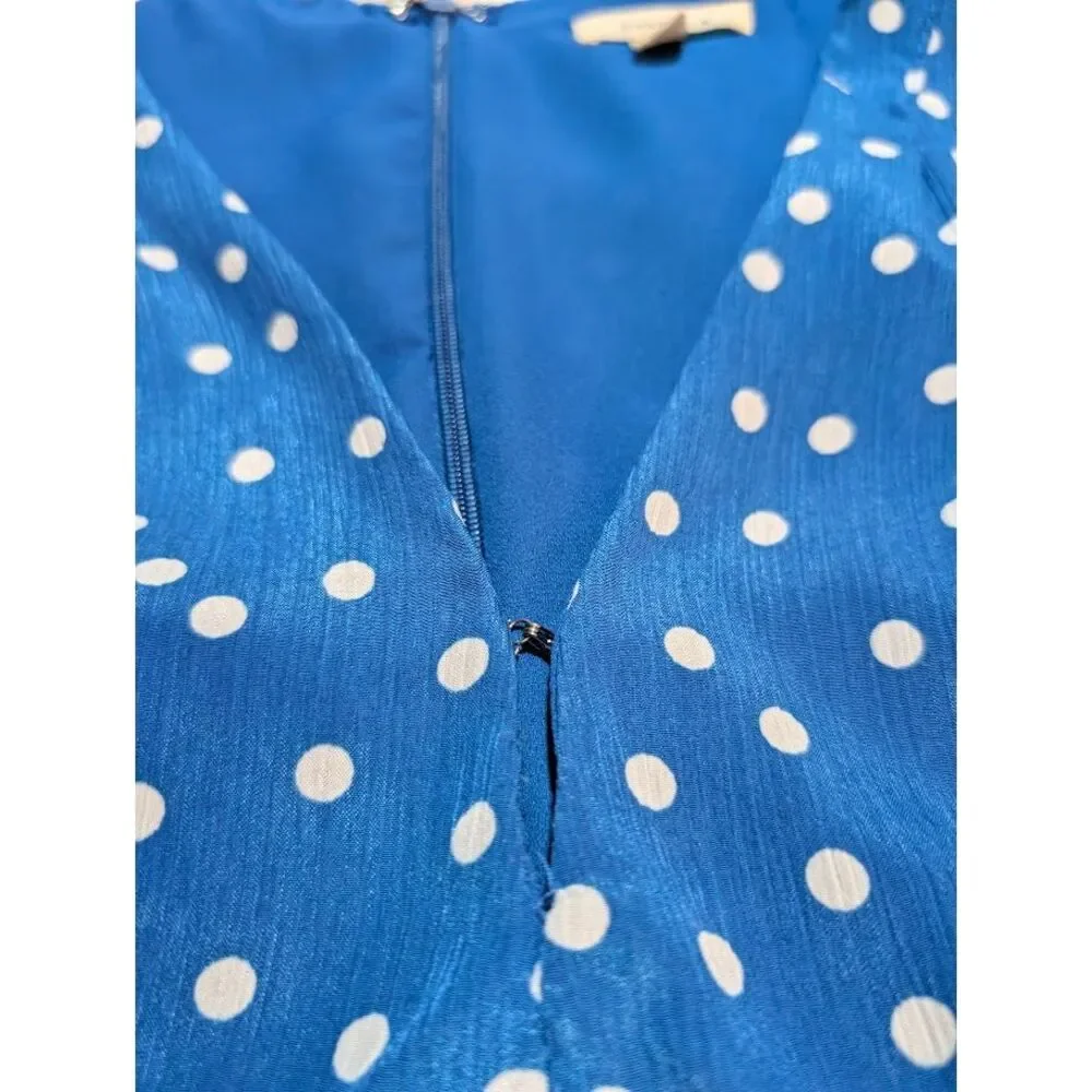 Gilli Women's Midi Polka Dot Puff Sleeve Blue/White‎ Dress Size M